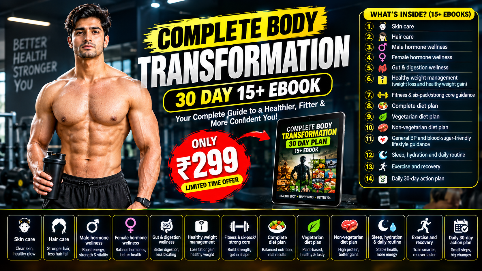 Complete Body Transformation — 30 Day 15+ Ebook — Only ₹299